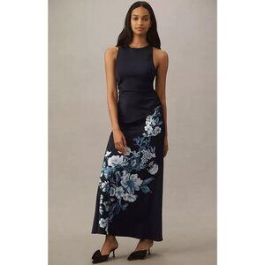 NWT BHLDN Anthropologie Mariella Satin Floral Maxi Dress 14